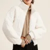 Oversized Cable-Knit Puffer Jacket with Drawstring – Cozy & Stylish Winter Outerwear for Women