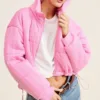 FC02101-03 Oversized Cable-Knit Puffer Jacket with Drawstring – Cozy & Stylish Winter Outerwear for Women