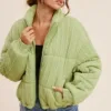 FC02101-06 Oversized Cable-Knit Puffer Jacket with Drawstring – Cozy & Stylish Winter Outerwear for Women