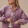 Quilted Velvet Hood Jacket with Pocket – Cozy & Stylish Winter Outerwear for Women