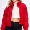 FC02103-06 Velvet Textured Quilted Puffer Jacket – Luxurious & Warm Winter Outerwear for Women
