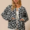 Daisy Flower Quilted Outer Jacket with Front Tie – Cozy & Stylish Cotton Outerwear for Women