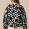 FC02105-03 Daisy Flower Quilted Outer Jacket with Front Tie – Cozy & Stylish Cotton Outerwear for Women