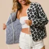 FC02105-04 Daisy Flower Quilted Outer Jacket with Front Tie – Cozy & Stylish Cotton Outerwear for Women