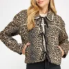 Quilted Padded Leopard Twill Jacket – Stylish & Warm Winter Outerwear for Women