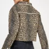 FC02106-02 Quilted Padded Leopard Twill Jacket – Stylish & Warm Winter Outerwear for Women