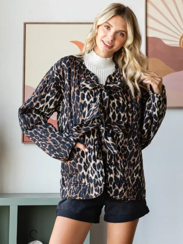 Quilted Oversize Jacket with Front Ribbon Tie – Cozy & Fashionable Winter Outerwear for Women