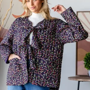 Quilted Oversize Jacket with Front Ribbon Tie – Cozy & Fashionable Winter Outerwear for Women