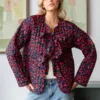 FC02107-04 Quilted Oversize Jacket with Front Ribbon Tie – Cozy & Fashionable Winter Outerwear for Women