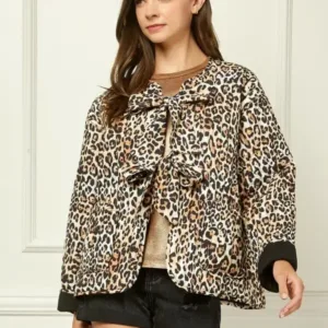Quilted Oversize Jacket with Front Ribbon Tie – Cozy & Fashionable Winter Outerwear for Women