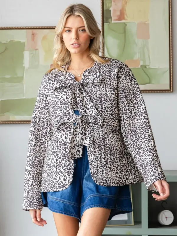 Quilted Oversize Jacket with Front Ribbon Tie – Cozy & Fashionable Winter Outerwear for Women