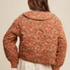 FC02108-03 Floral Quilted Jacket with Cotton String Bow – Elegant & Cozy Outerwear for Women