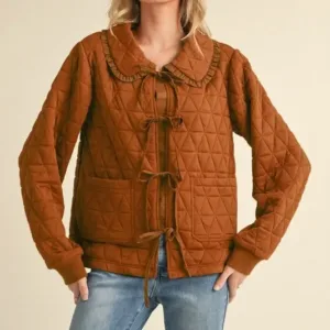 Wingtu Factory Quilted Jacket with Ruffled Detailing – Stylish and Warm Winter Outerwear for Women