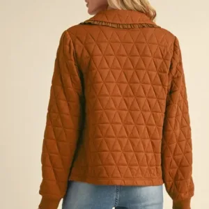 Wingtu Factory Quilted Jacket with Ruffled Detailing – Stylish and Warm Winter Outerwear for Women