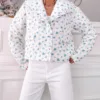 Blue Without You Jacket – Cozy Cotton Coat with Ruffled Detail & Functional Pockets