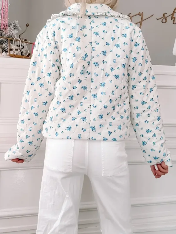 Blue Without You Jacket – Cozy Cotton Coat with Ruffled Detail & Functional Pockets