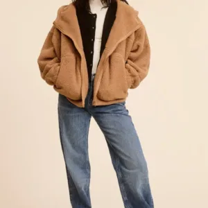 Solid Color Sherpa Zip Jacket – Cozy & Stylish Women's Zip-Up Jacket for Fall & Winter