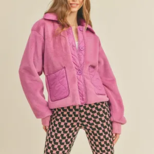 Mixed Media Faux Fur Jacket – Stylish Women's Jacket for Fall and Winter Fashion