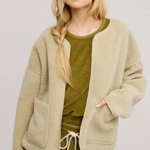 Front Zip Closure Shaggy Sherpa Knit Jacket – Cozy & Stylish Women’s Outerwear
