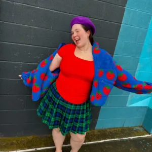 Berry Picking Sherpa in Blue – Cozy & Stylish Plush Jacket for Fall & Winter