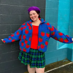 Berry Picking Sherpa in Blue – Cozy & Stylish Plush Jacket for Fall & Winter