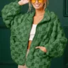 Wingtu Factory Faux Fur Checker Sherpa Buttoned Jacket – Cozy & Trendy Plaid Fleece Outerwear for Fall & Winter