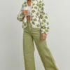 Fluffy Jacket Daisy Flower Pattern Fleece Sherpa – Cozy & Stylish Floral Fleece Jacket for Fall & Winter