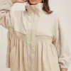 FC0290-02 Fleece Contrast Zip-Up Front Babydoll Jacket – Cozy & Stylish Fleece Jacket with Contrast Details for Fall & Winter