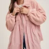 FC0290-06 Fleece Contrast Zip-Up Front Babydoll Jacket – Cozy & Stylish Fleece Jacket with Contrast Details for Fall & Winter