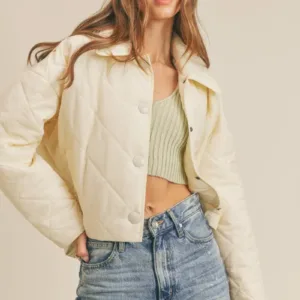 Cropped Quilted Puffer Jacket – Stylish & Warm Fall/Winter Outerwear for Women