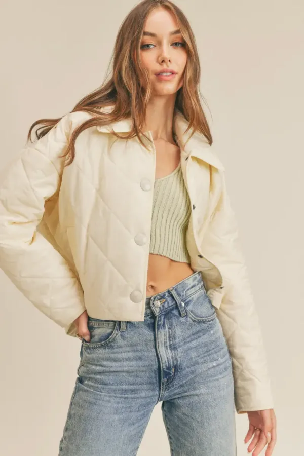 Cropped Quilted Puffer Jacket – Stylish & Warm Fall/Winter Outerwear for Women