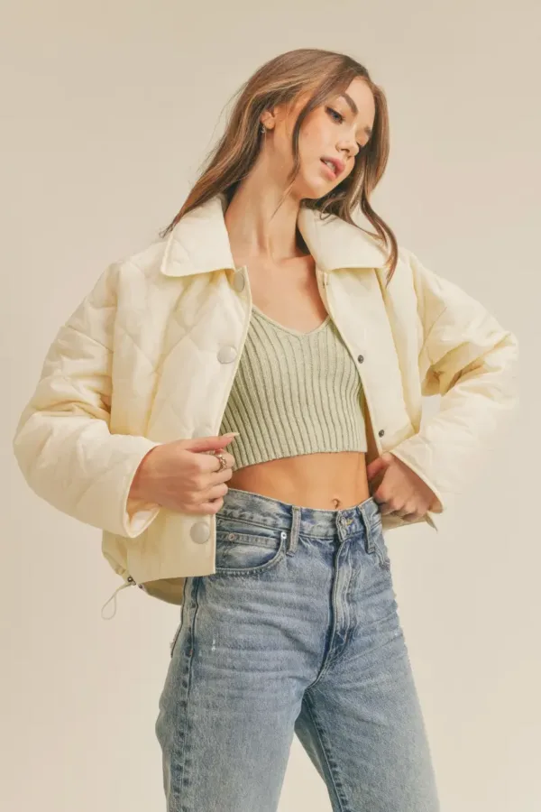 Cropped Quilted Puffer Jacket – Stylish & Warm Fall/Winter Outerwear for Women