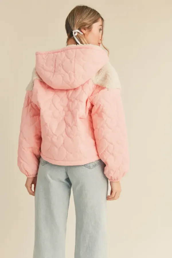 Mixed Media Puff Jacket with Hood – Stylish & Warm Women’s Winter Outerwear