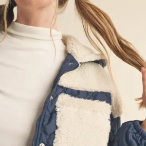 Mixed Media Puff Jacket with Hood – Stylish & Warm Women’s Winter Outerwear