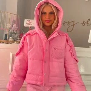 Coldhearted Cutie Ruffled Cotton Jacket – Cute & Warm Women’s Winter Outerwear