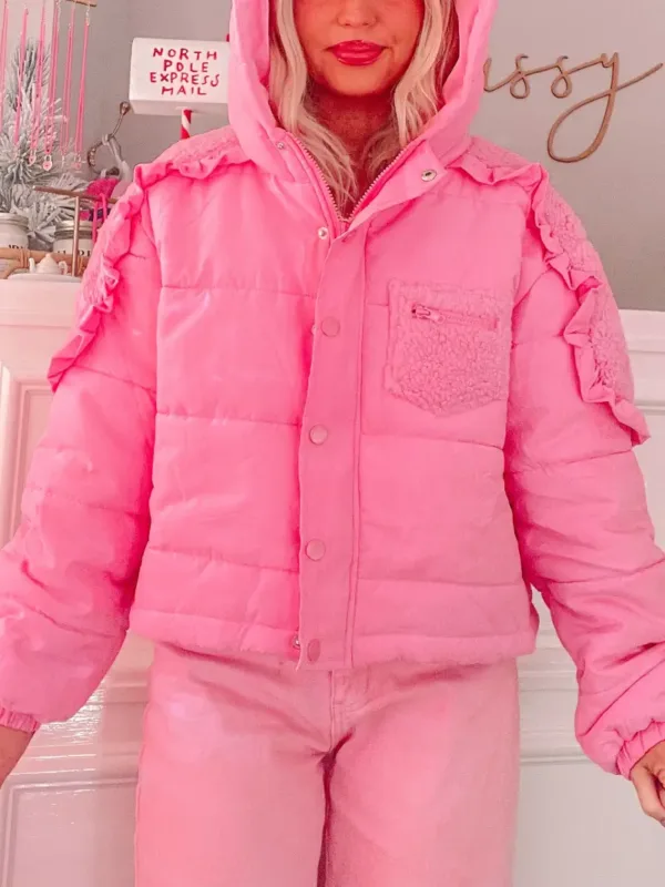 Coldhearted Cutie Ruffled Cotton Jacket – Cute & Warm Women’s Winter Outerwear