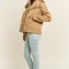 Ruffle Edge Detail Quilted Loose Fit Jacket – Stylish & Comfortable Winter Outerwear for Women