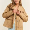Ruffle Edge Detail Quilted Loose Fit Jacket – Stylish & Comfortable Winter Outerwear for Women