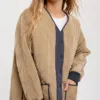 Button-Up Quilted Jacket – Stylish & Warm Winter Outerwear for Women Brown