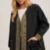 Button-Up Quilted Jacket – Stylish & Warm Winter Outerwear for Women Black