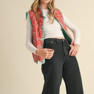 Scalloped Hem Quilted Puff Vest – Stylish & Warm Layered Vest for Women