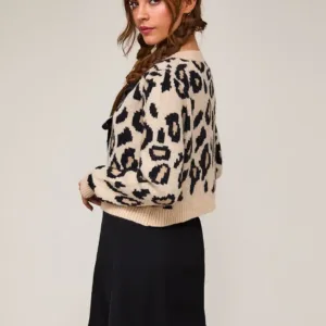 Leopard Print Ribbon Tie Cardigan – Stylish & Versatile Outerwear for Women
