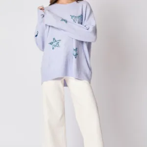 Sweater with Sequins & Pearl Star – Sparkling & Stylish Women’s Knit Sweater