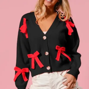 Ribbon Bow Sweater Cardigan