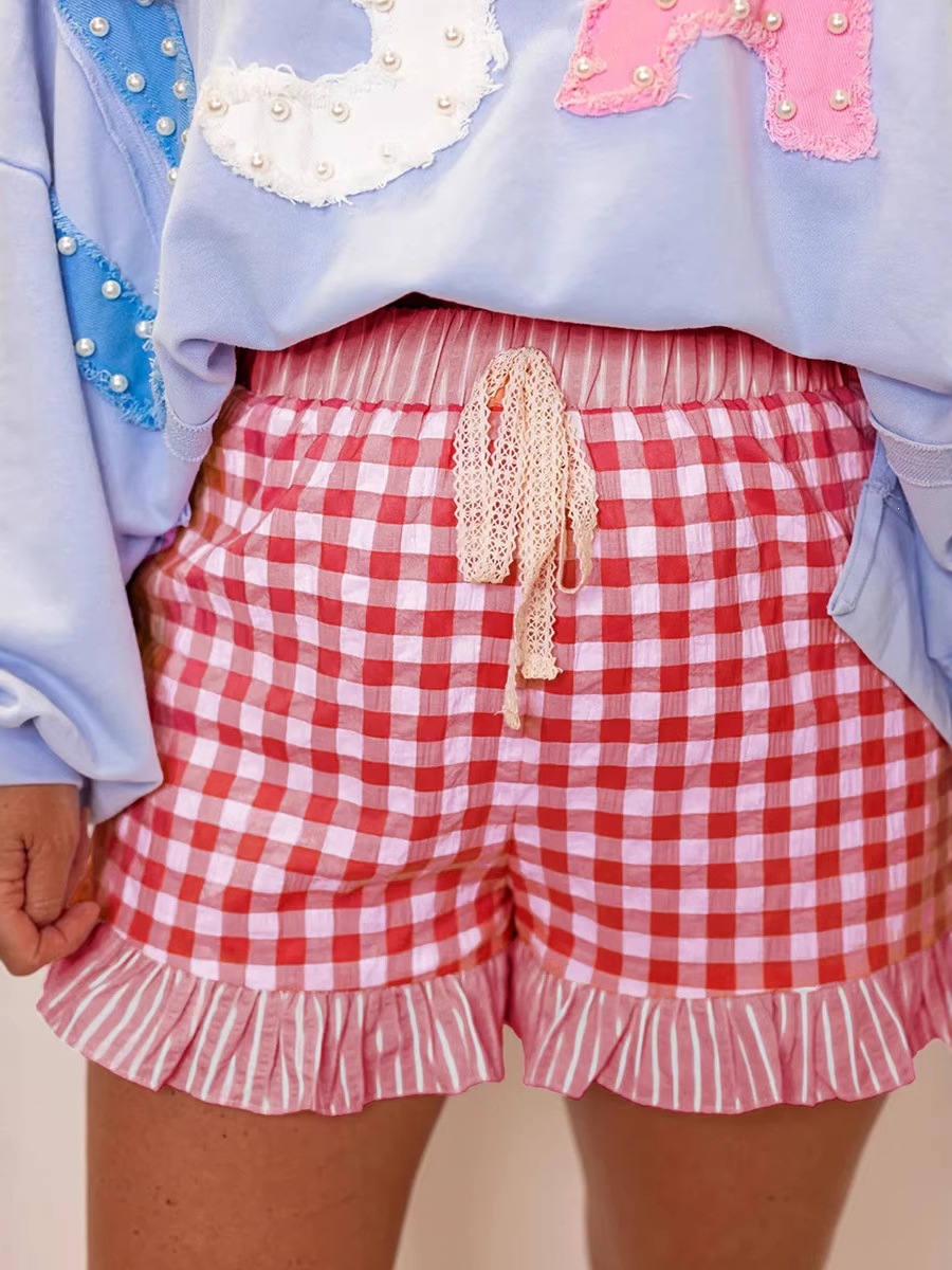 2026 Summer New High-waist shorts for women, European/Oriental fresh style, pattern printing, ruffles and drawstrings, casual pants for women - Image 4