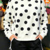 Autumn Pullover Sweater for Women, European/Western Casual Style, Black Dot Color, Relaxed Fit Top for Women - Thumbnail Image 2