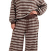 Wingtumarket Backless striped patchwork two-piece home wear for women, Fashion Plus Size Loungewear - Thumbnail Image 5
