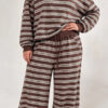Wingtumarket Backless striped patchwork two-piece home wear for women, Fashion Plus Size Loungewear - Thumbnail Image 2