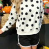 Autumn Pullover Sweater for Women, European/Western Casual Style, Black Dot Color, Relaxed Fit Top for Women - Thumbnail Image 3