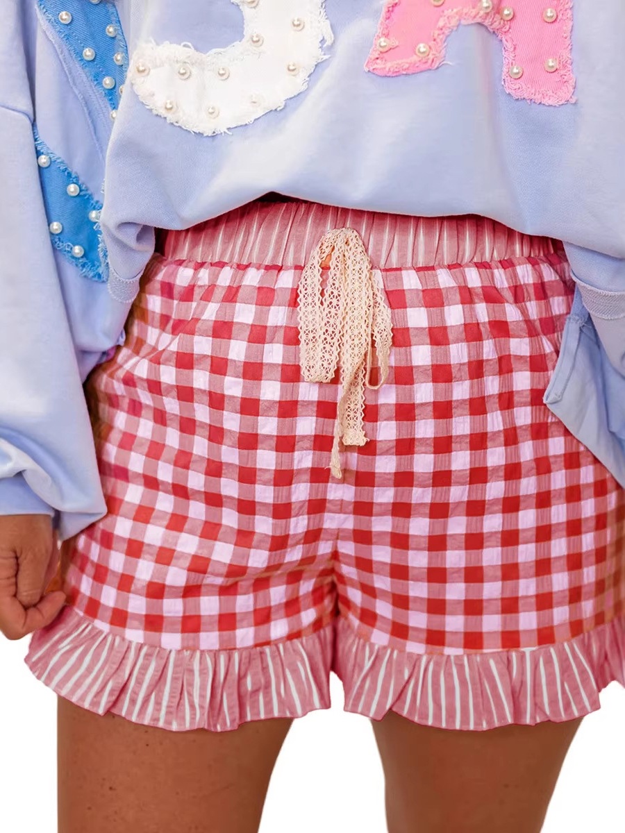 2026 Summer New High-waist shorts for women, European/Oriental fresh style, pattern printing, ruffles and drawstrings, casual pants for women - Image 5